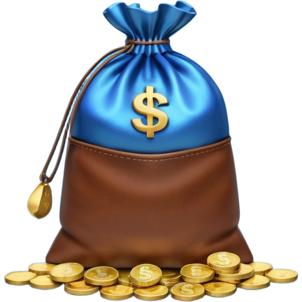 money bag on top of blue coins stack emoji