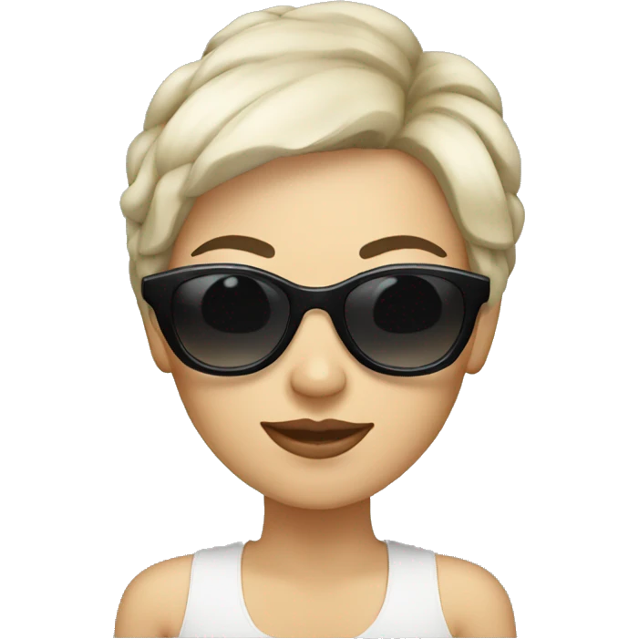 white woman with sun glasses, short black hair  emoji