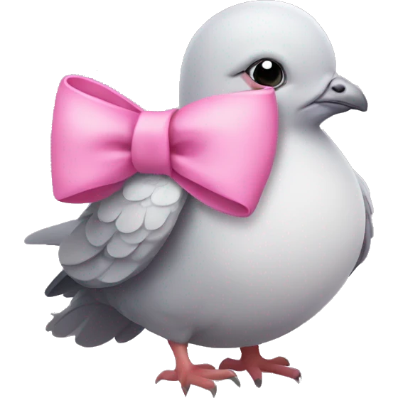 Cute sleeping pigeon with a pink bow on her head  emoji