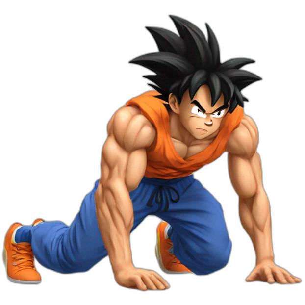 Goku doing push ups emoji