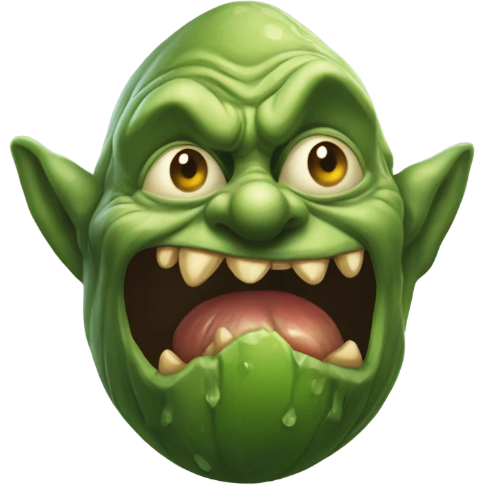 evil goblin holding a cucubmer emoji