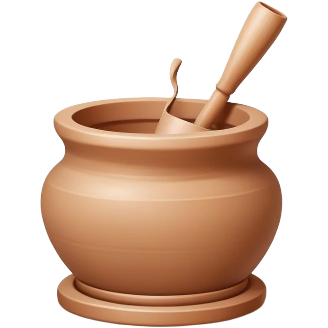 Ceramics making icon, pottery wheel, clay being shaped, ceramic vase or bowl, sculpting tools, minimalistic style, clean lines, transparent background. emoji