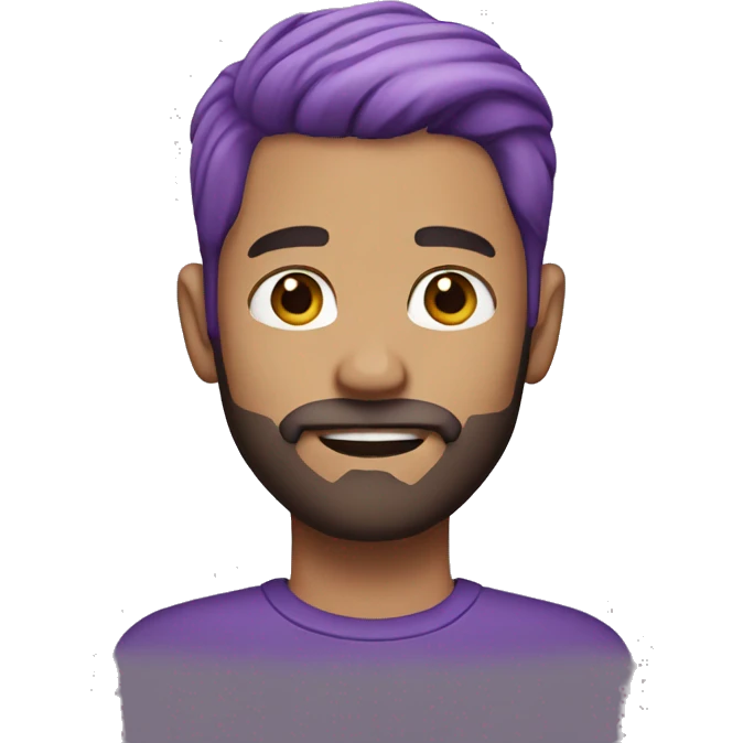 white guy, purple hair fade, brown short beard emoji