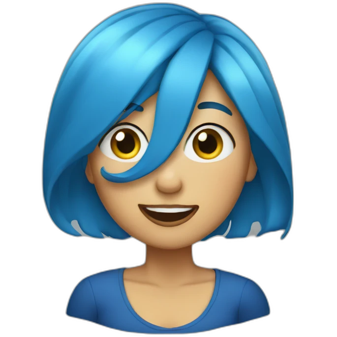 blue hair woman singing emoji