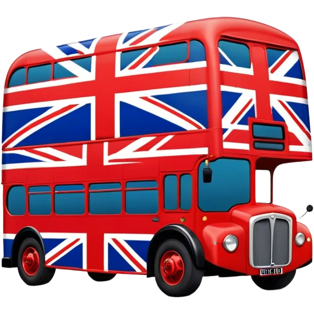 Union Jack flag, double decker bus, spice girl movie emoji