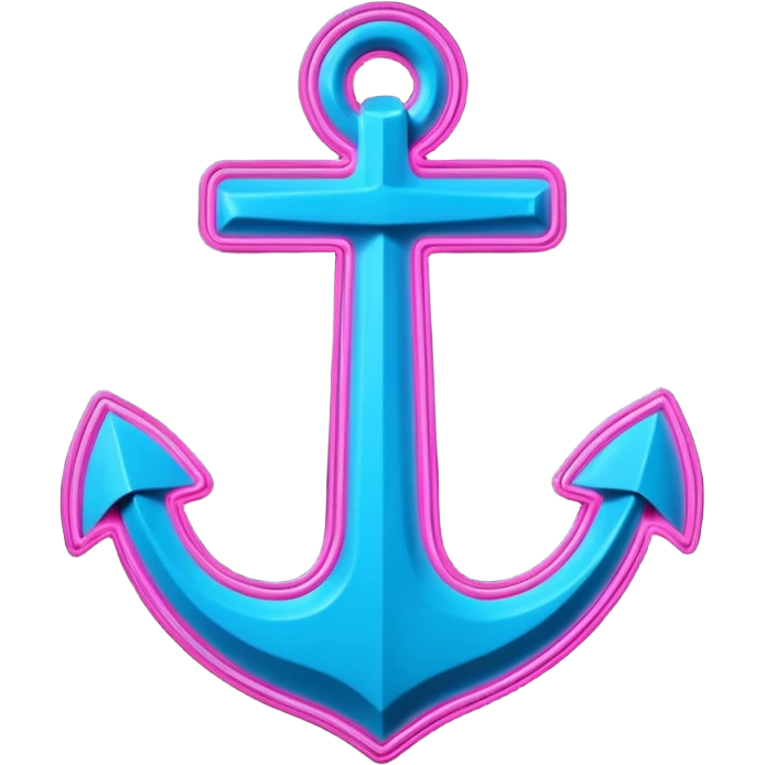 A neon futuristic cyberpunk anchor line drawing, that would be made of neon tubing on a sign emoji