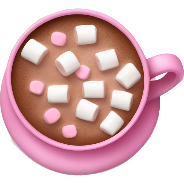 A cup of hot cocoa with marshmallows in a cute pink cup emoji