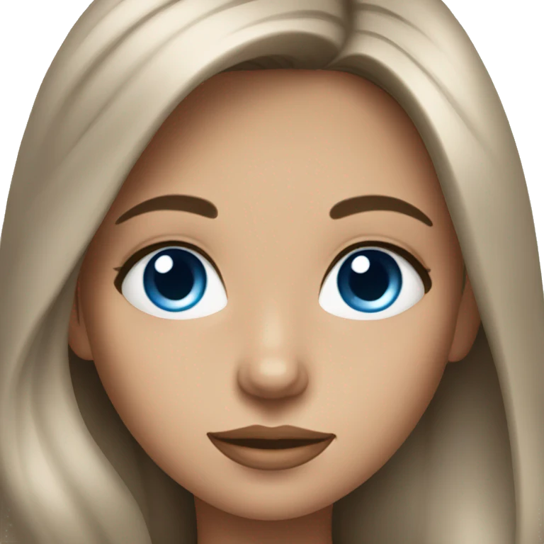 glamorous girl with long brown hair and blue eyes emoji