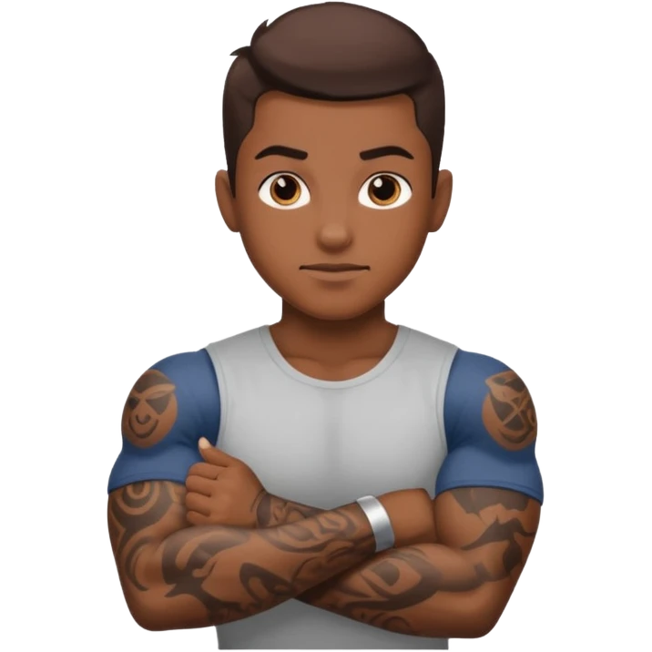 flexing arm brown tattoo sleeve emoji