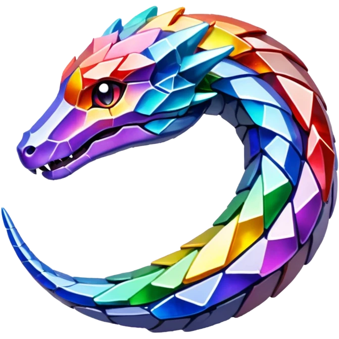 ouroboros serpent made of rainbow crystal shards emoji