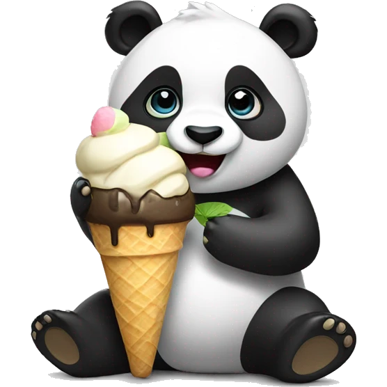 Panda with ice cream emoji