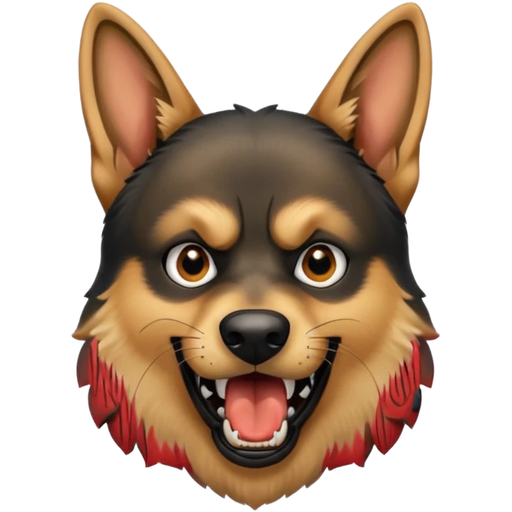 Angry German shepherd head with open mouth emoji