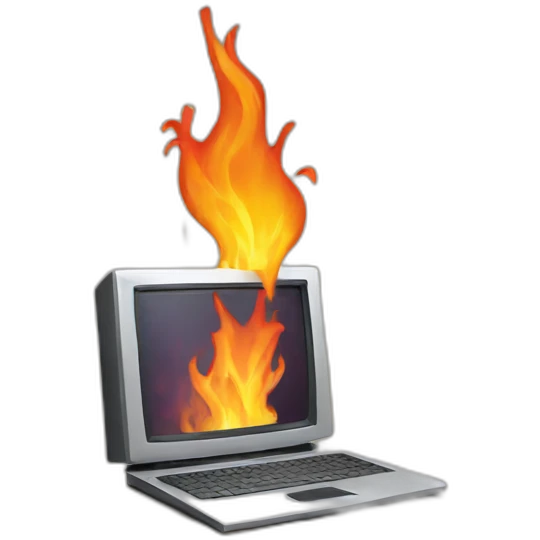 burning computer emoji