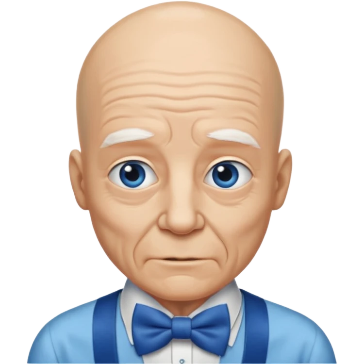 Bald with blue bow tie, Face old emoji