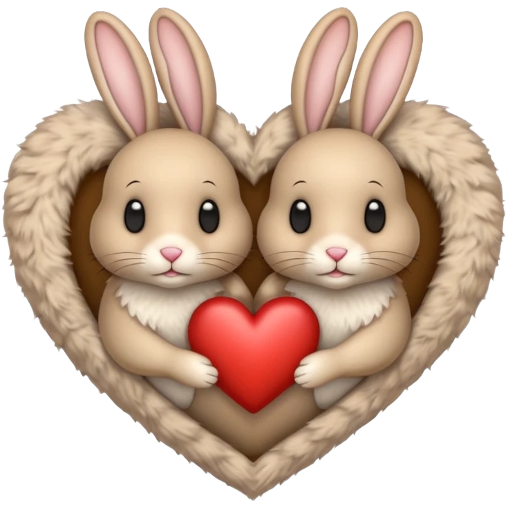 beige heart with rabbits emoji