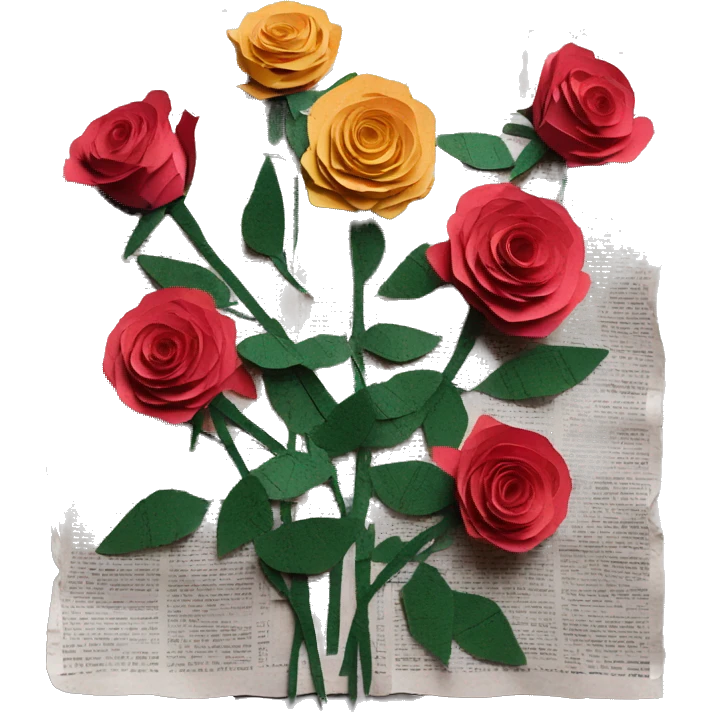 Roses flowers, Shakespeare made of newspaper cuttings, roses flowers emoji