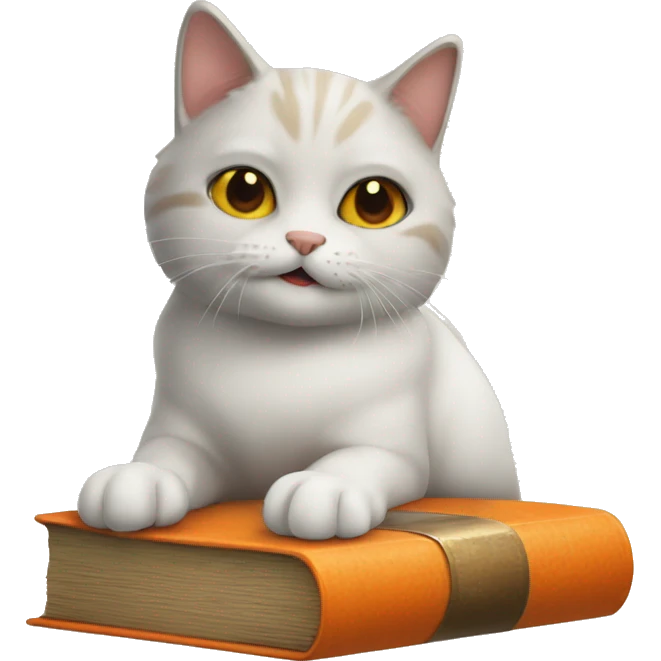 Cat with orange book emoji