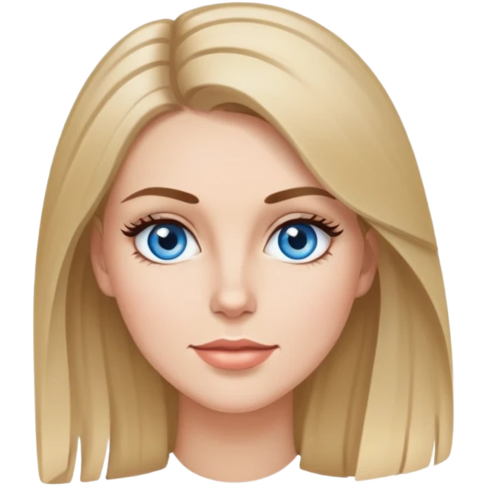 a white woman with brunette hair that has little blonde highlights and blue eyes with long eyelashes  emoji