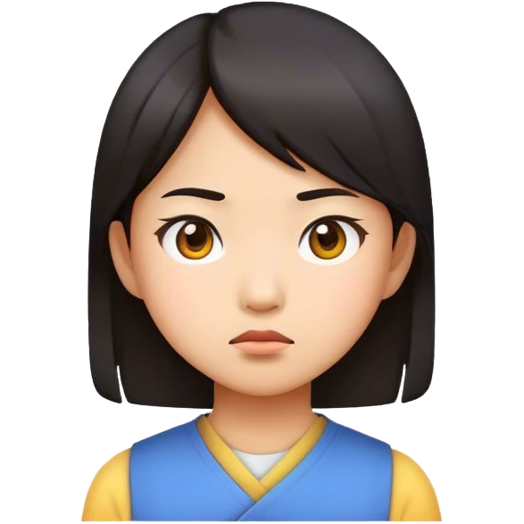 Emoji of a determined, North Korean defector, must be asian girl emoji