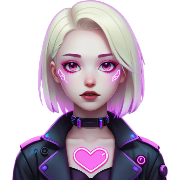 cyberpunk neon love emoji