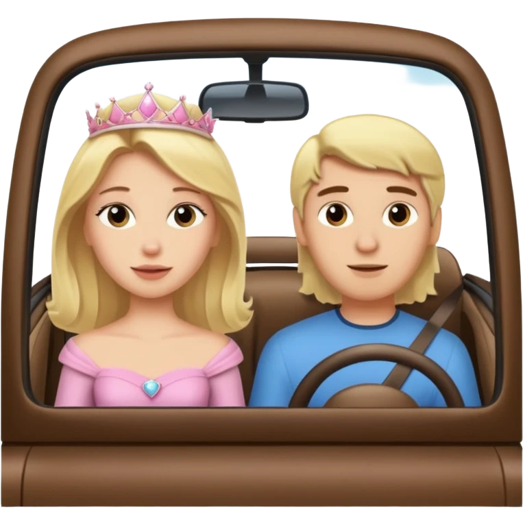 Blonde Passenger princess in car with boyfriend with brunette brown hair emoji