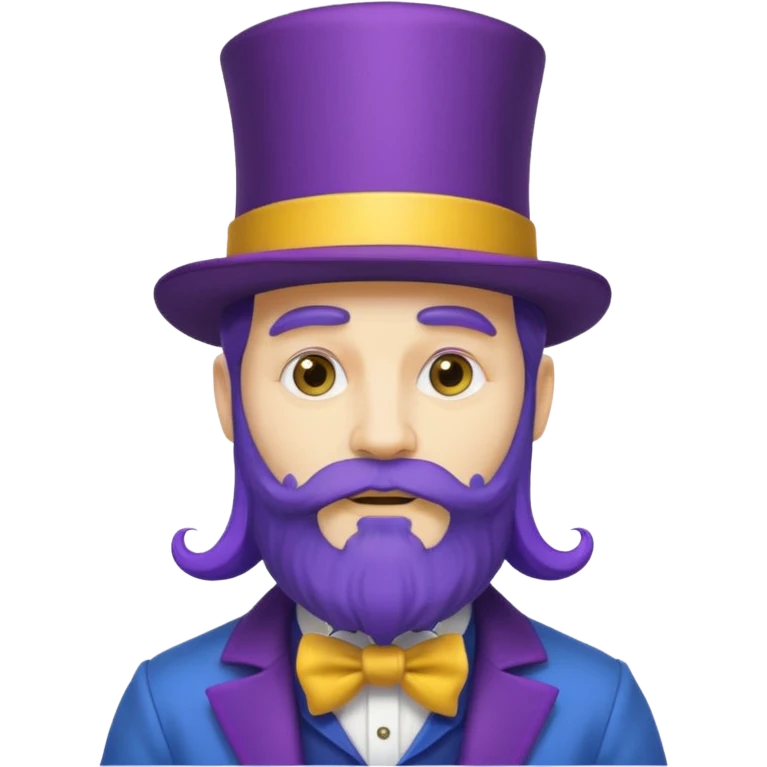 purple bearded, blue very long haired man with yellow top hat emoji