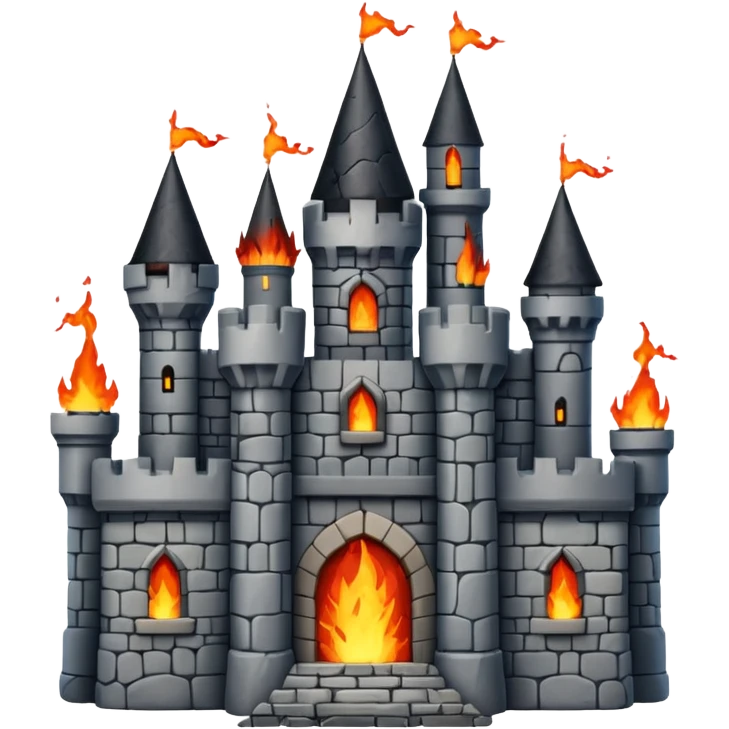 a castle from the game ''heckfire'' burning and the castle has the name NATE below it emoji