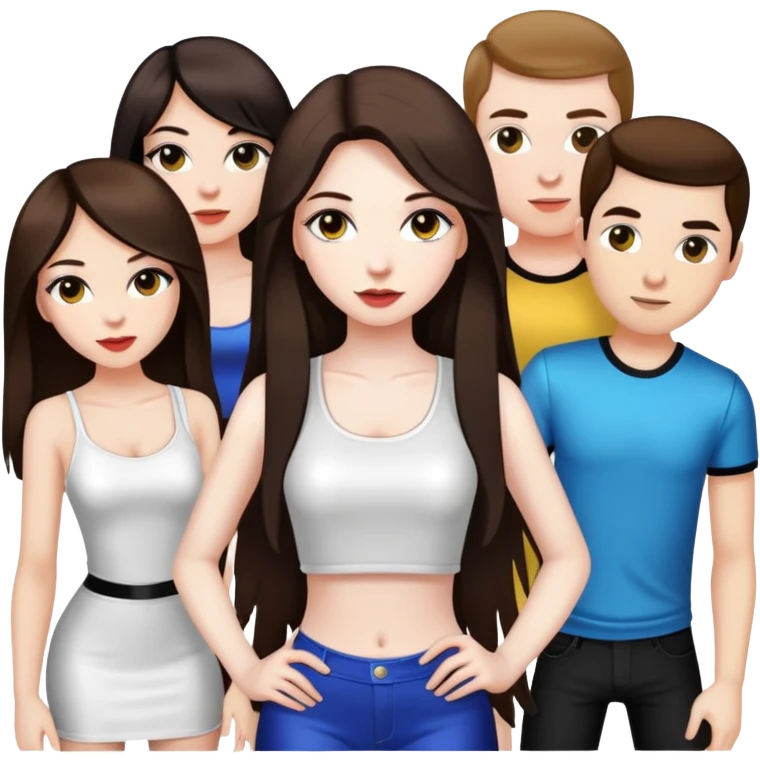 girls clubbing with girl with  long dark brown hair and pale skin wearing clubbing outfit  emoji