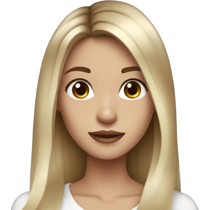 Girl with hair balayage blonde and brown. Skinny hair long skin white  emoji