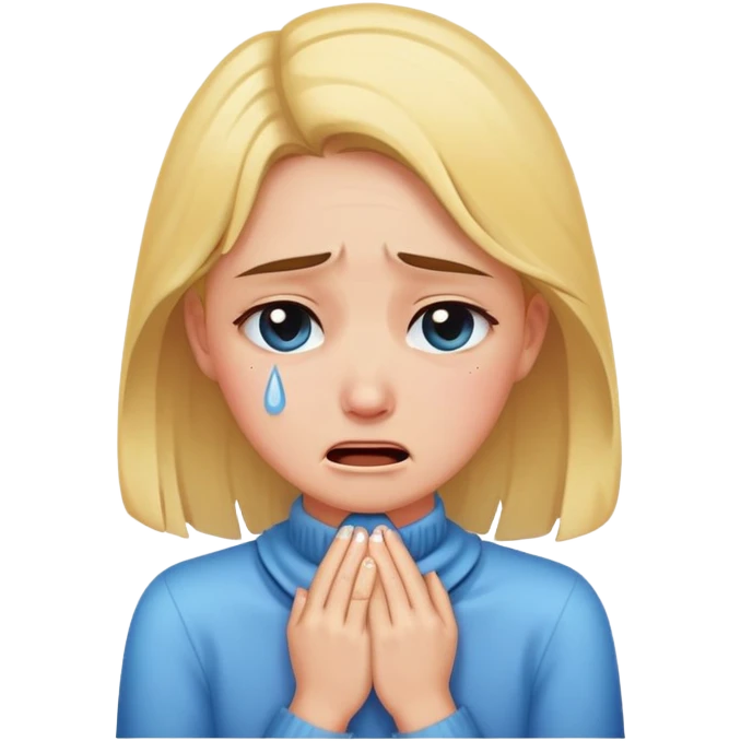 girl with hands around neck crying emoji