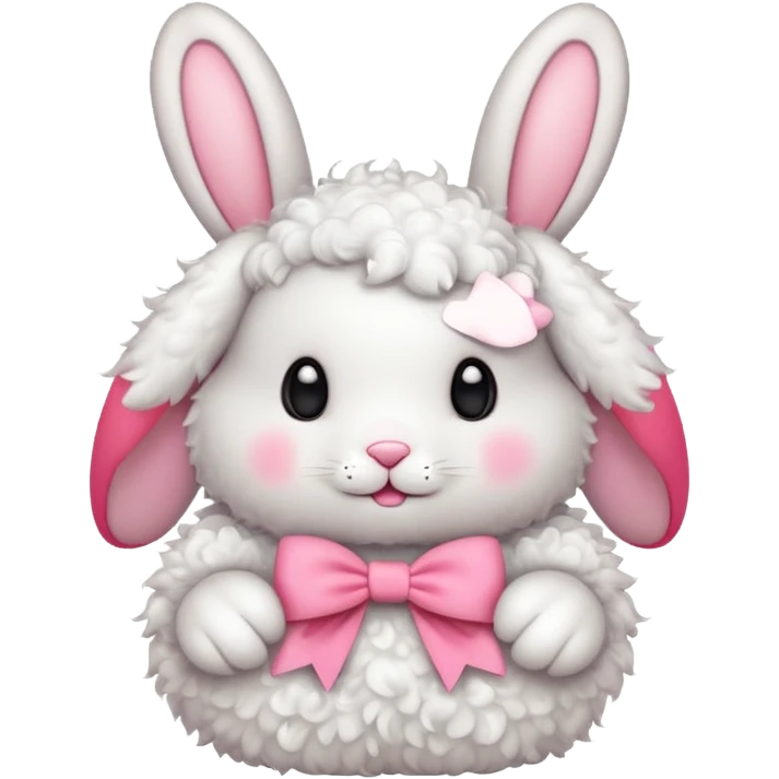 curly white bunny with pink bow emoji