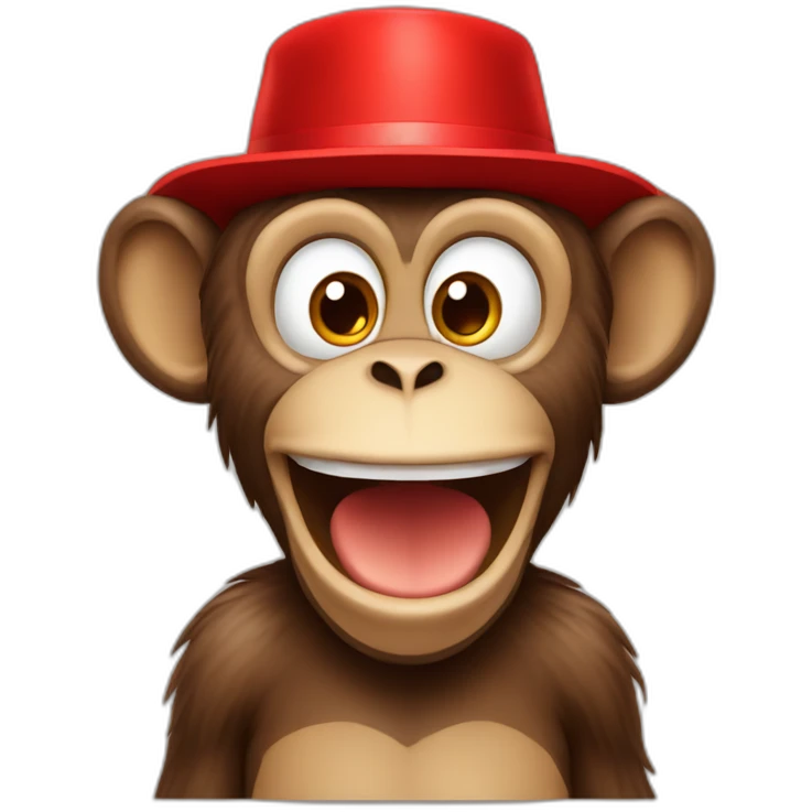Happy_cute_Monkey_with_red_hat emoji