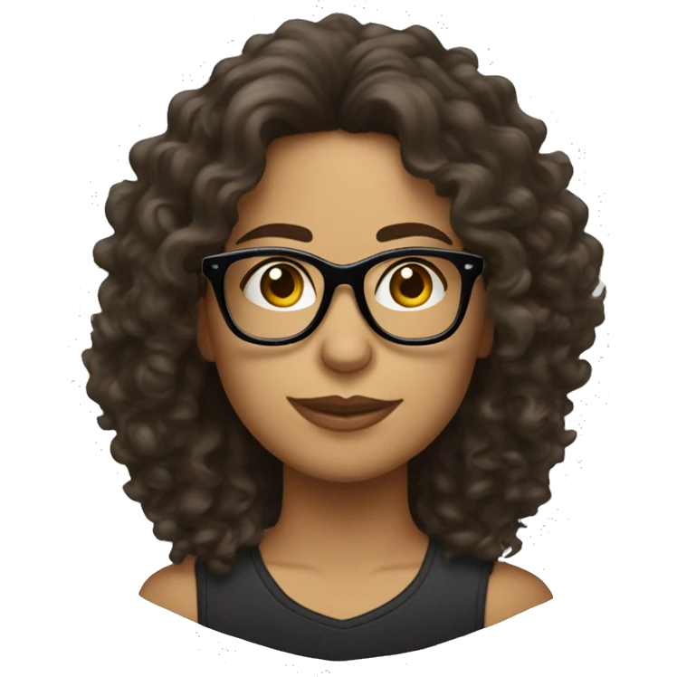 long curly hair black glasses white latina emoji