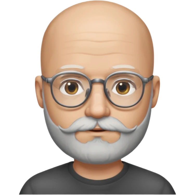 Bald man with salt and pepper beard and glasses emoji
