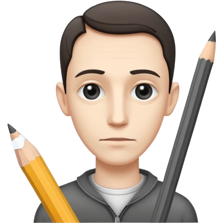 a very thin man next to a pencil emoji