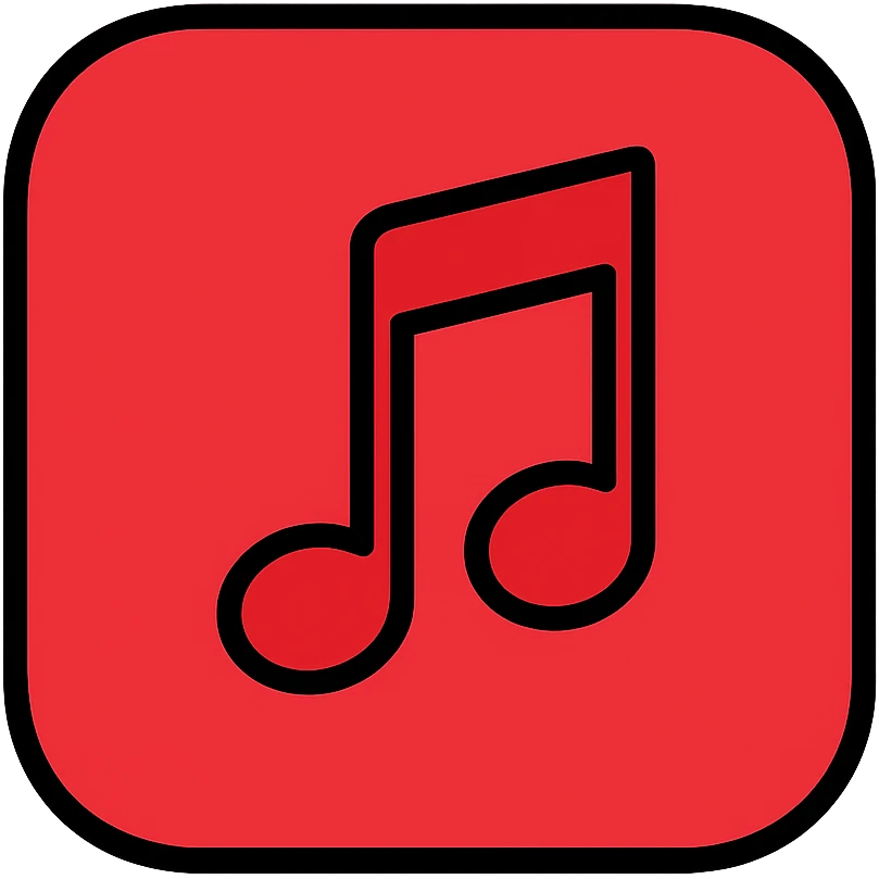 red music note app icon, simple, modern, red color emoji