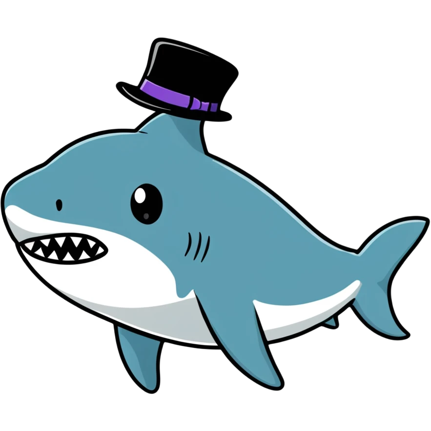 Shark with a top hat emoji