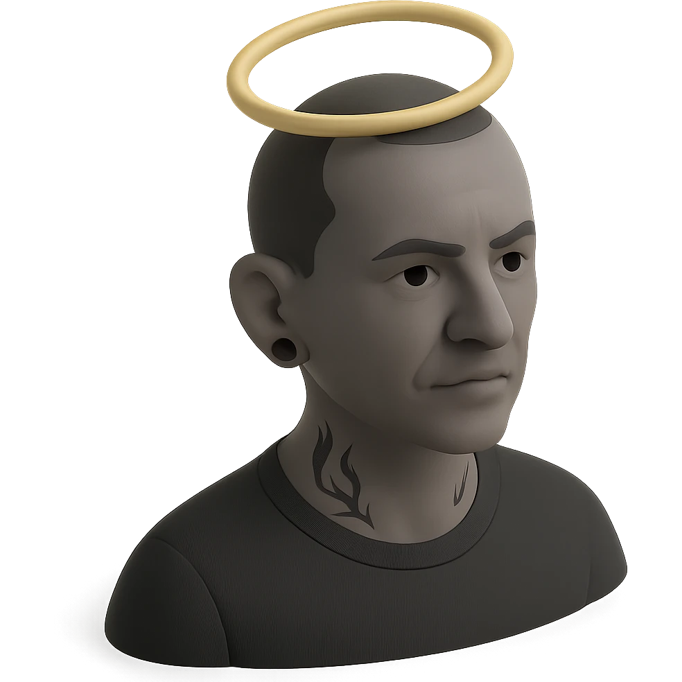 Chester Bennington from Linkin Park with a holy halo emoji