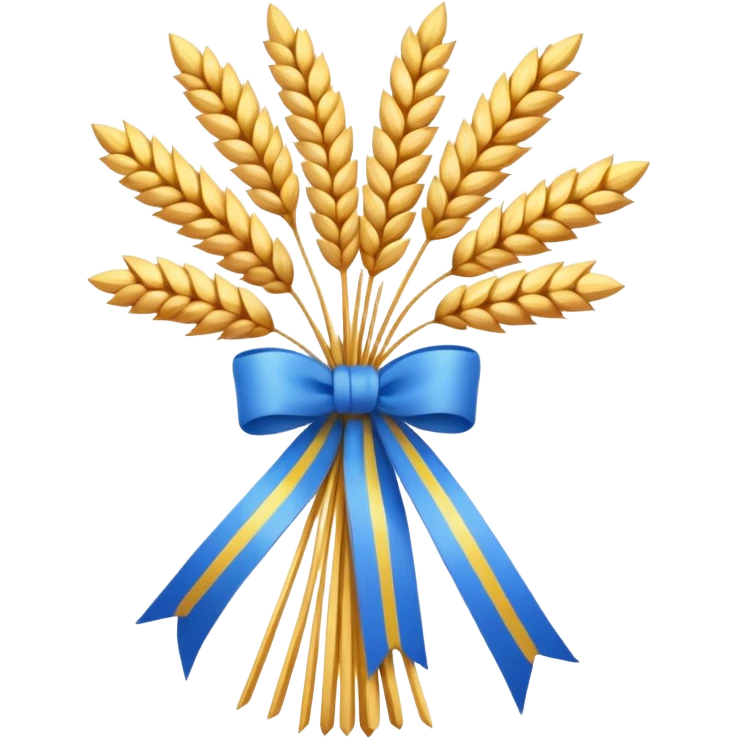 Emoji of a wheat sheaf tied with a ribbon, Ukrainian Christmas symbol, flat emoji style emoji