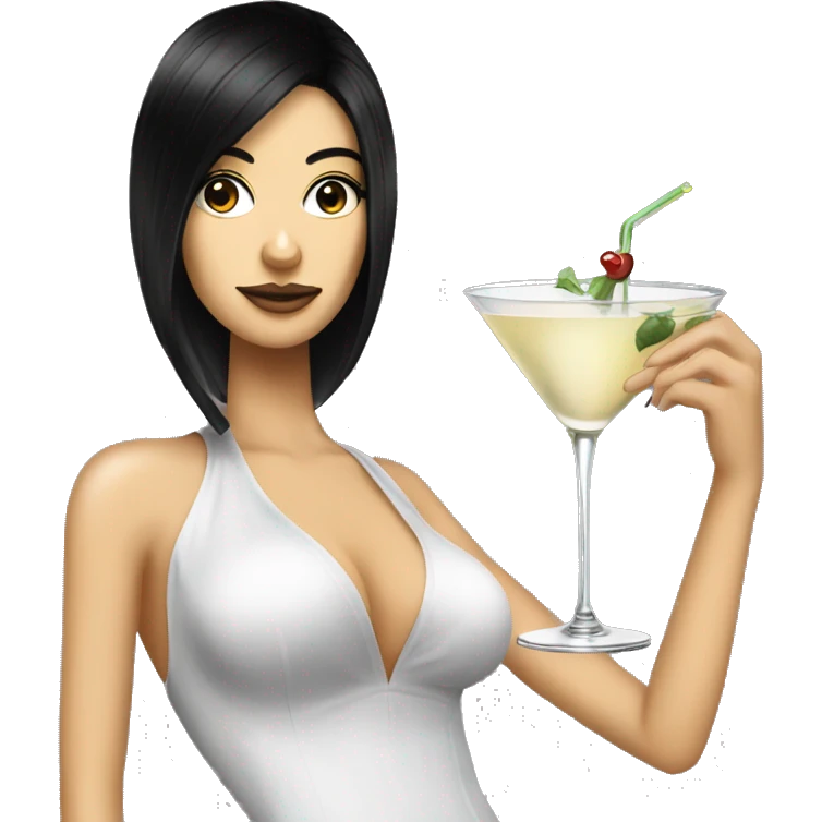 Pornstar martini but the person drinking has black hair and white skin  emoji