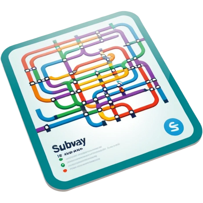 stylized subway lines map on card. emoji