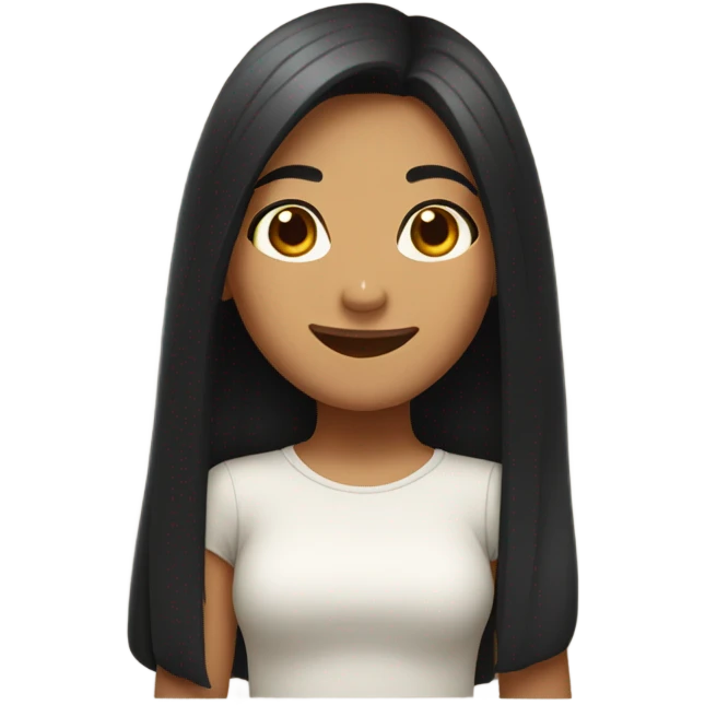 a girl with long black hair olive skinned happy expression upper body  emoji