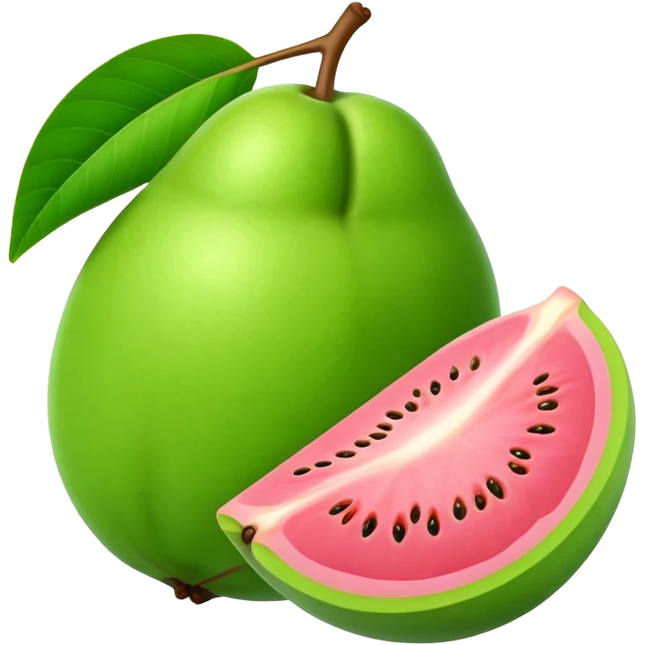 Fresh guava fruit with green exterior and pink interior emoji