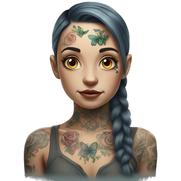 realistic portrait of tattooed girl fairy emoji