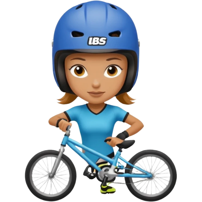 BMX rider woman with helmets emoji