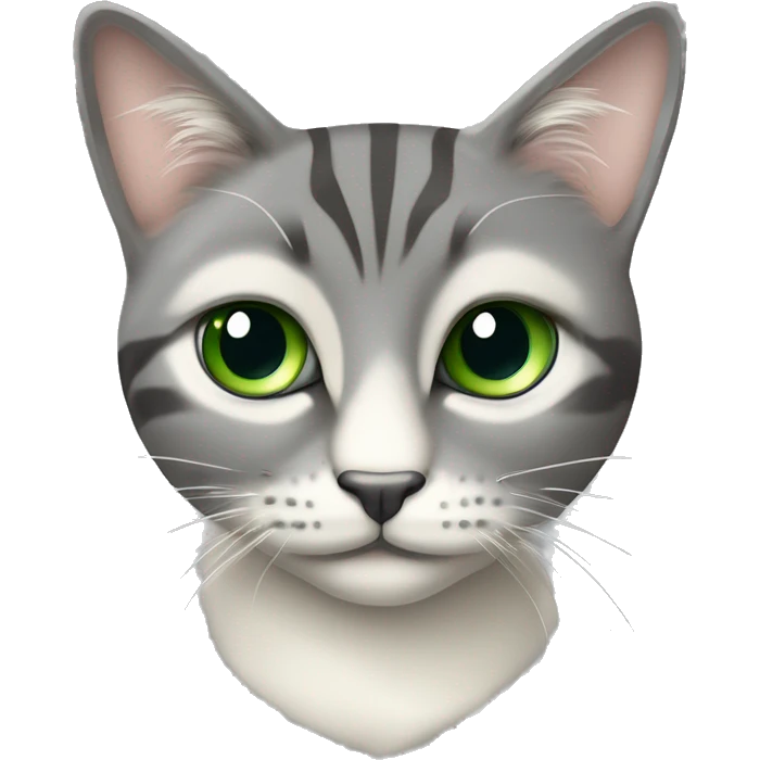 Chat rayer gris et crème avec les yeux vert et le yeux entouré d’une tache crème Chat rayer gris et crème avec les yeux vert et le yeux entouré d’une tache crème emoji