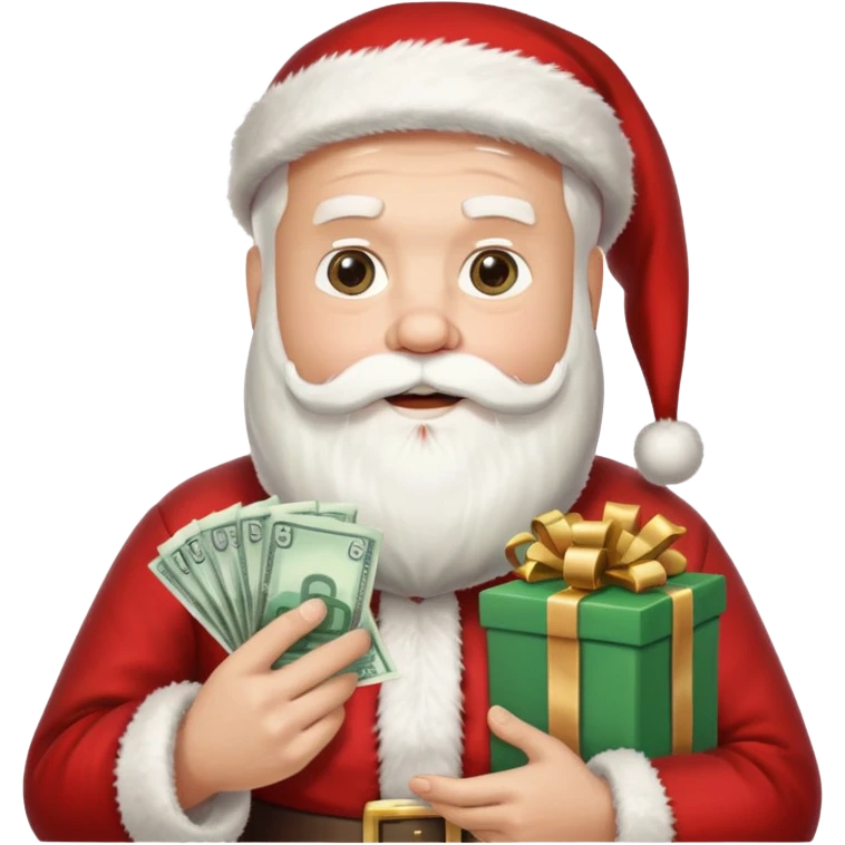 santa with money and instagarm logo on gift emoji