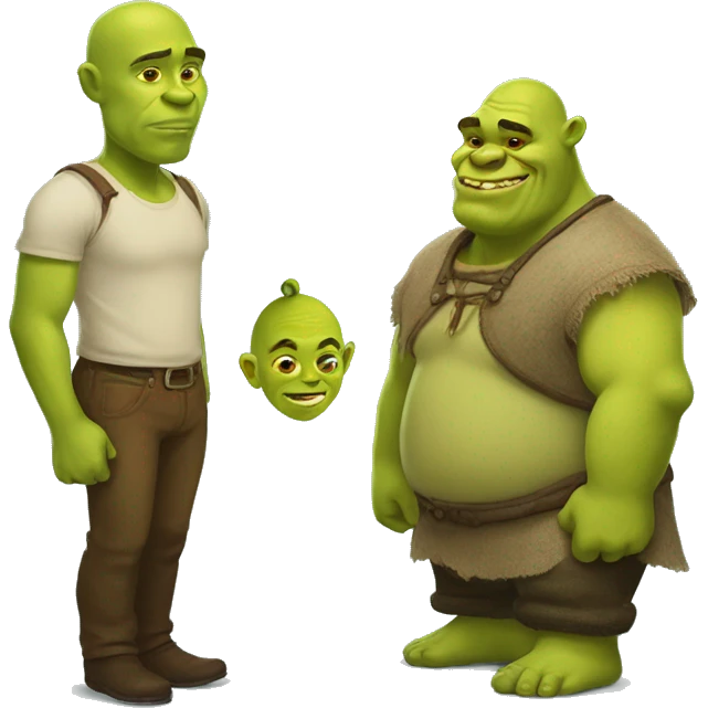 Human being with a shrek ogre body emoji