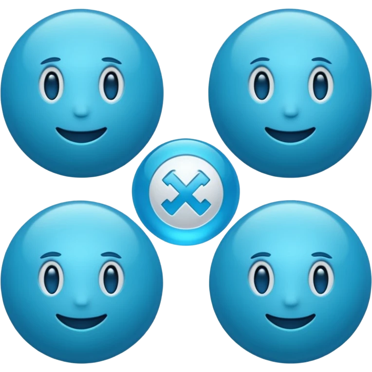 blue emoji with psi (ψ) symbol, modern and clear look emoji