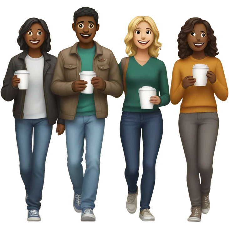 friends going on walks with coffee in hand  emoji